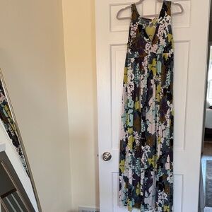 Chelsea & Theodore Olive, Mint & Black Floral Maxi Dress